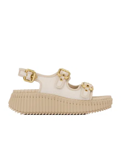 Chloé Nama Buckle Flatform Sandals In Neutral