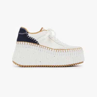 Chloé Baskets Compensées Nama Femme Bleu Taille 42 100% Cuir De Veau In Blue