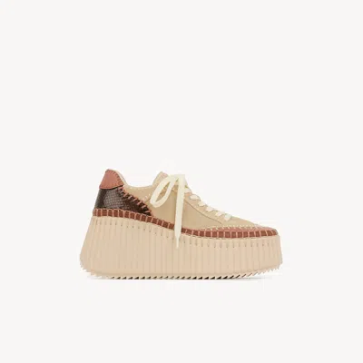 Chloé Nama Wedge Sneaker In Nude