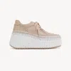 Chloé Nama Mixed Leather Stitch Platform Sneakers In Pink