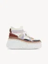 Chloé Nama Platform Light Brown Mesh Sneakers In Red
