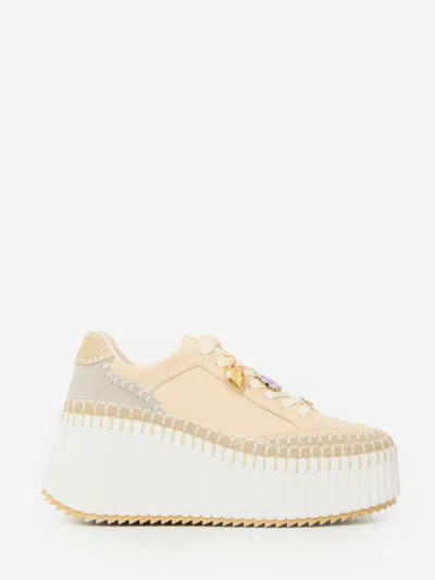 Chloé Nama Wedge Sneakers In Grey