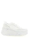 Chloé Nama Leather Platform Sneakers In White