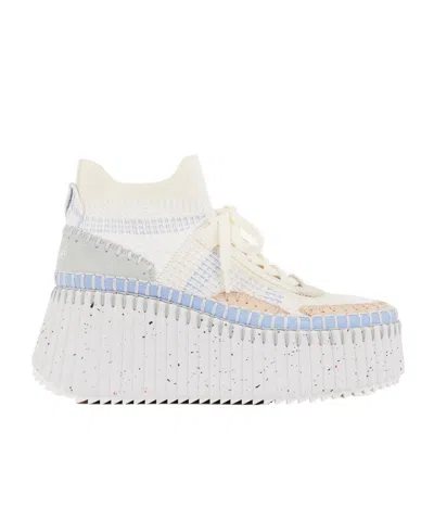 Chloé Nama Wedges Sneakers In White