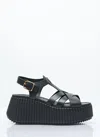 Chloé Leather Strappy Platform Wedge Sandals In Black