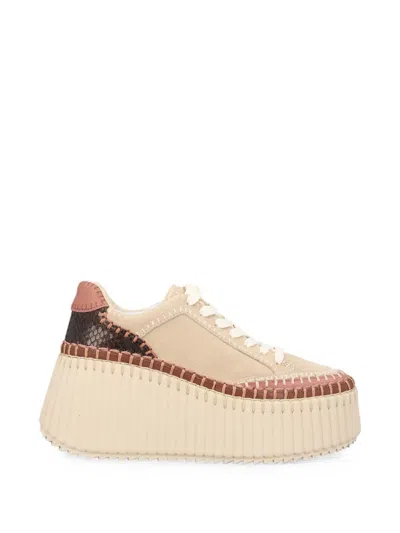 Chloé Nama Whipstitch Sneakers In Neutral