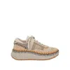 Chloé Chloe Nama Whipstitch-trim Low Top Sneaker In Beige