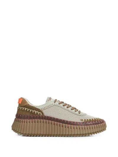 Chloé Nama Whipstitch-trim Fluted-sole Sneakers In Multi