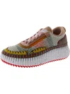 Chloé Nama Embroidered Suede And Recycled-mesh Sneakers In Multi