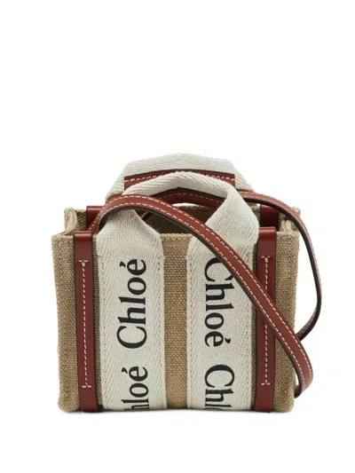 Pre-owned Chloé Nano Woody Tote Bag In Neutral