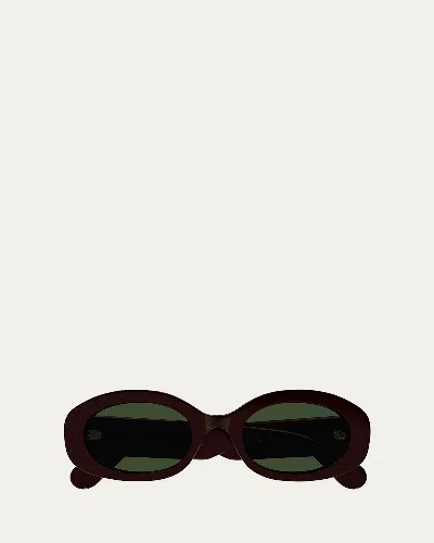Chloé Naomy Acetate Oval Sunglasses In Burgundy