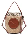 Chloé Horse Medal Basket Leather And Canvas-trimmed Raffia Tote In Natural