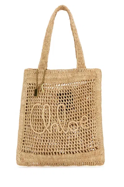Chloé Chloe Raffia Estate Banana Shopping Bag In Brown