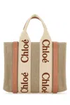 Chloé Chloe Multicolor Linen Small Woody Shopping Bag