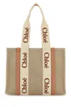 Chloé Chloe Women Multicolor Linen Medium Woody Shopping Bag In Multi