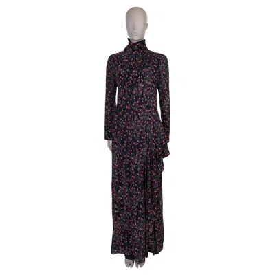 Pre-owned Chloé Chloe Navy & Red Silk 2021 Aquatic Floral Maxi Dress 38 S