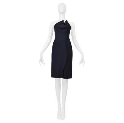 Pre-owned Chloé Navy Asymmetrical Dress In Blue