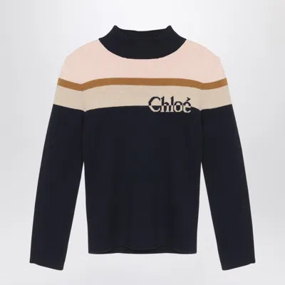 Chloé Navy Blue Cotton And Wool Jumper