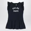 Chloé Navy Blue Cotton Dress With Logo In Blue