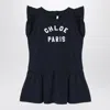 Chloé Navy Blue Cotton Dress With Logo In Blue