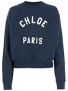 Chloé Navy Blue Cotton Sweatshirt With Front Logo In Blue