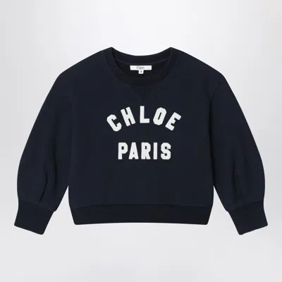 Chloé Mock-neck Logo Sweatshirt In Blue