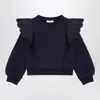 Chloé Navy Blue Cotton Sweatshirt With Ruffles