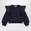 Chloé Navy Blue Cotton Sweatshirt With Ruffles