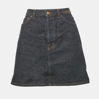 Pre-owned Chloé Navy Blue Denim Mini Skirt S Waist 26"