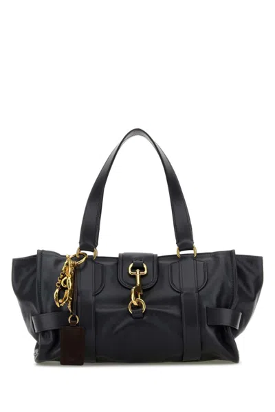 Chloé Navy Blue Leather Kerala 25 Shopping Bag