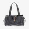 Chloé Navy Blue Leather Kerala 25 Shopping Bag In Blacknavy