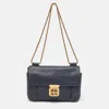 Chloé Navy Blue Leather Medium Elsie Shoulder Bag In Blue
