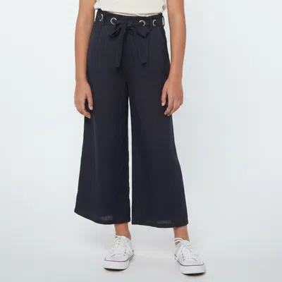Pre-owned Chloé Navy Blue Linen Belted Wide Leg Pants 10 Yrs