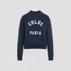 Chloé Women Blue Crewneck Sweatshirt With Logo Lettering Print In Cotton Woman In Blue