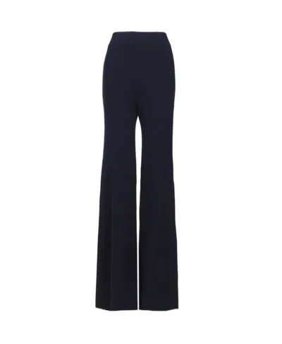 Chloé Navy Blue Ribbed Knitted Flared Casual Pants