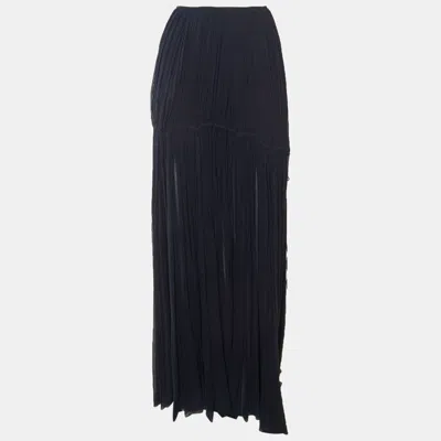 Pre-owned Chloé Navy Blue Silk Chiffon Maxi Skirt S