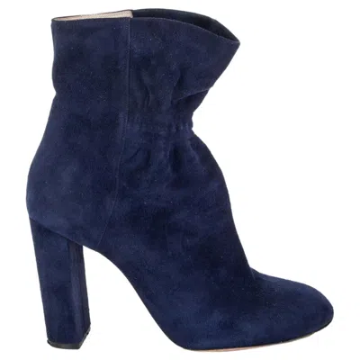 Pre-owned Chloé Chloe Navy Blue Suede Ankle Boots Shoes 38