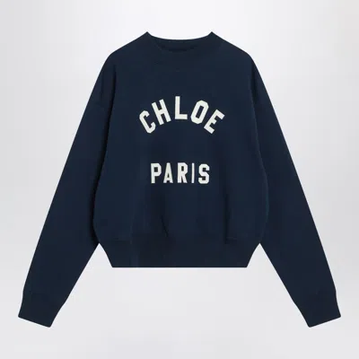 Chloé Navy Blue Sweatshirt With Logo Women