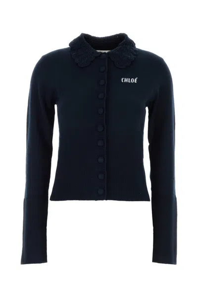 Chloé Chloe Navy Blue Wool Cardigan