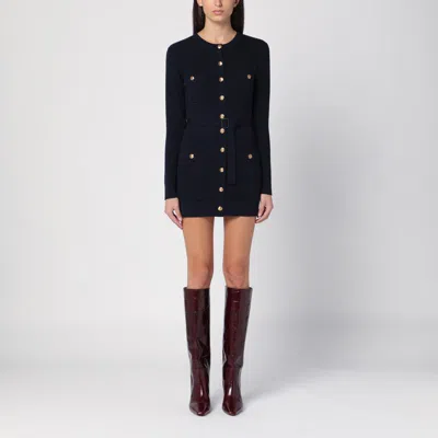 Chloé Cardigan Ajusté Utilitaire En Maille De Laine Femme Bleu Taille S 81% Laine, 19% Viscose In Navy