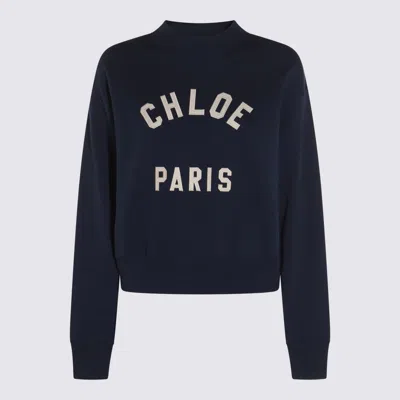 Chloé Navy Cotton Sweatshirt In Blue