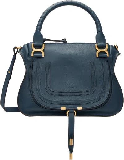 Chloé Navy Grained Leather Marcie Bag