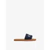 CHLOÉ NAVY KIDS' LOGO-PRINT SLIP-ON WOVEN SANDALS EUR 36 /3.5 UK