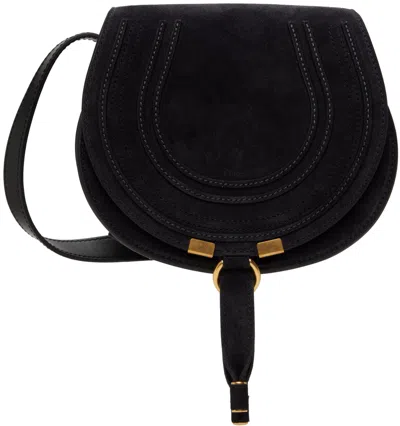Chloé Navy Marcie Small Saddle Bag In 48c Midnight Blue