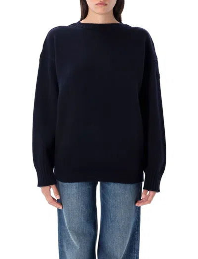 Chloé Navy Wool-cashmere Blend Oversized Jumper In Blue
