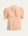 Chloé Chloe Scarf-effect Silk Crepe De Chine Blouse In Sand Brown