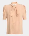 Chloé Chloe Scarf-effect Silk Crepe De Chine Blouse In Sand Brown