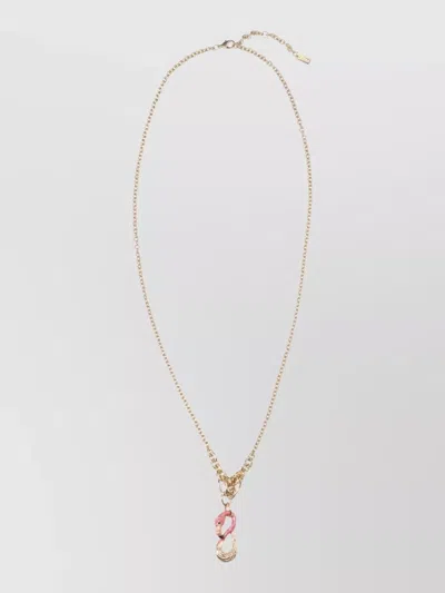 Chloé Necklace Adjustable Length Chain Pendant Detail In Orange