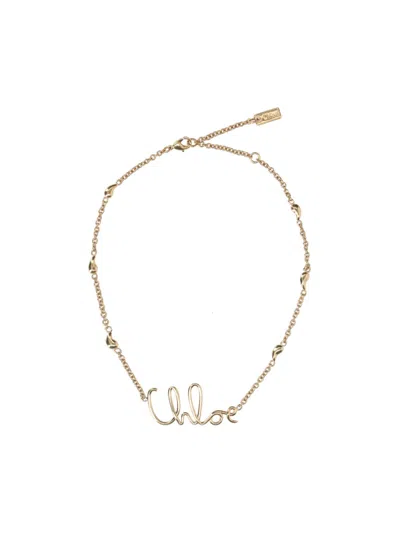 Chloé The Iconic Logo Chain Necklace In Gold