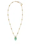 Chloé Gold Metal Necklace Featuring Gemstone Pendant In Gold